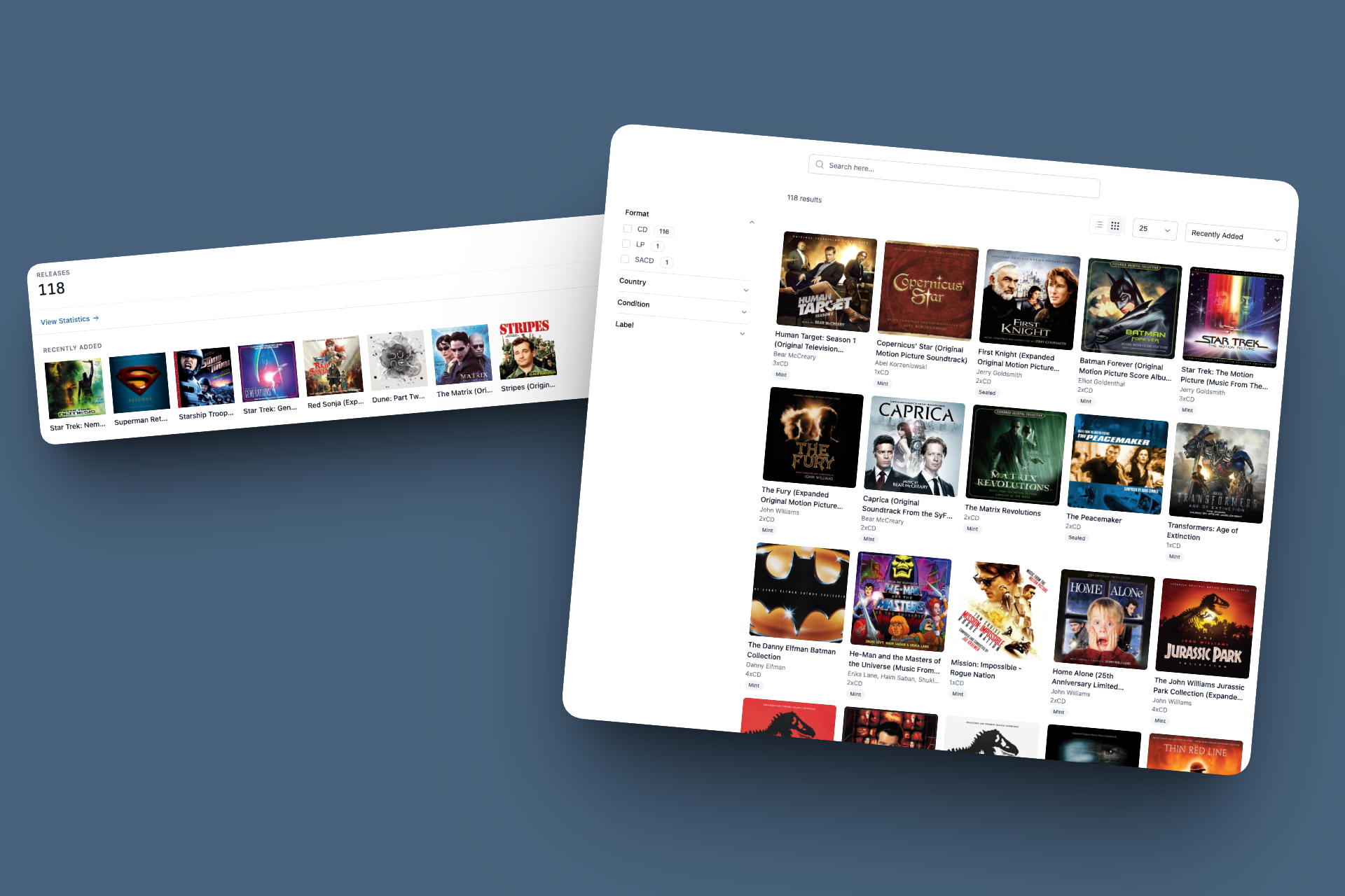 Collection grid view with filter sidebar