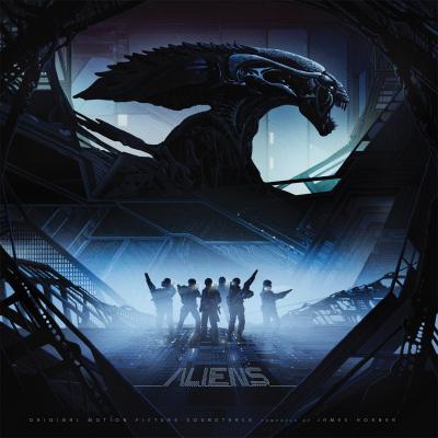 Aliens (Original Motion Picture Soundtrack) (Blue & Black Swirl / Yellow with Black Stripe) album cover